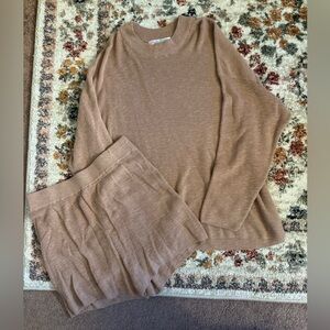 Free People Ribbed Knit Set in Light Brown